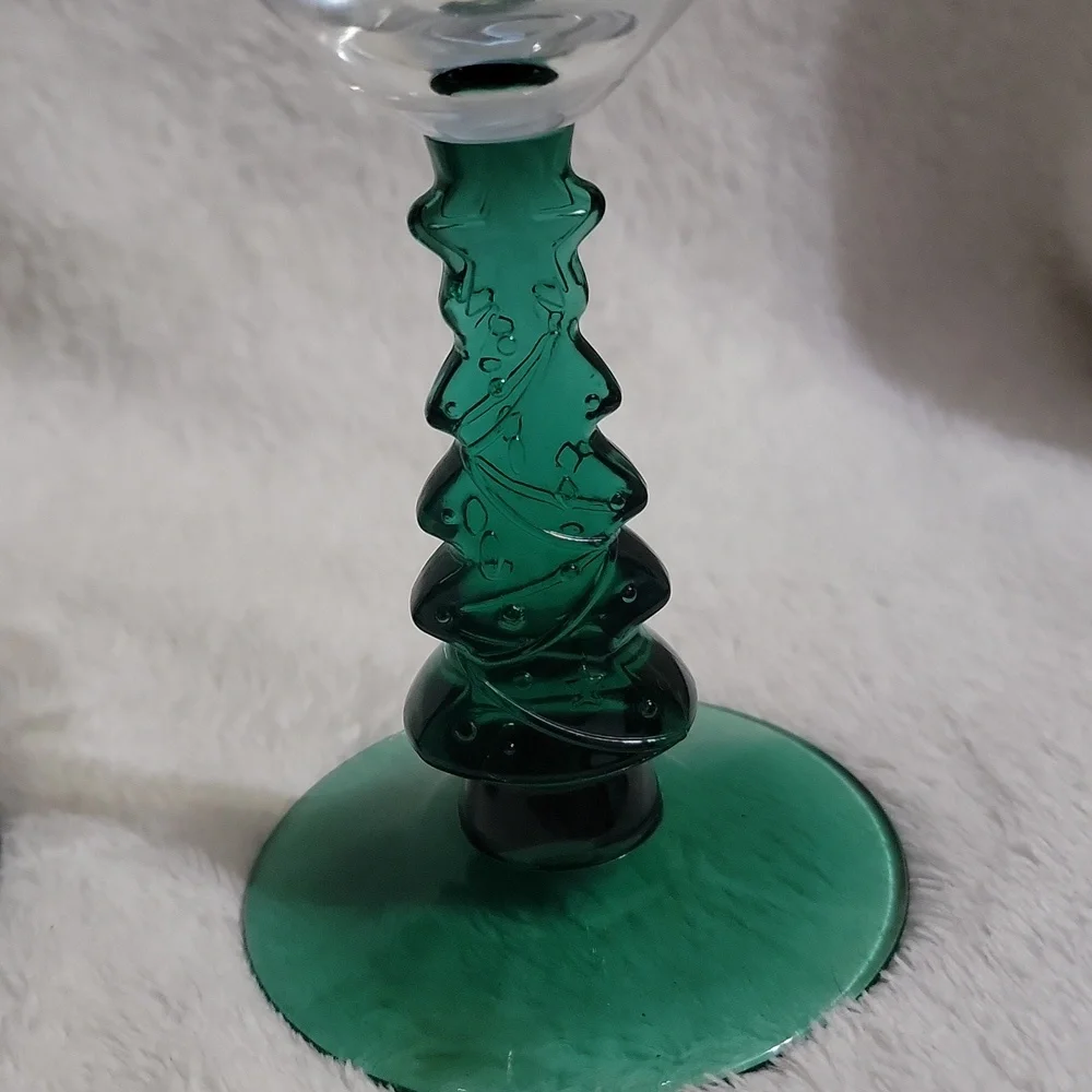 Vintage Libbey Glass Christmas tree stem goblets